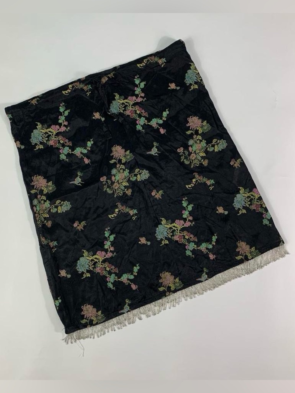 Limited Too Black Asian Floral Fringe Skirt Kids 10 Y2K Vintage